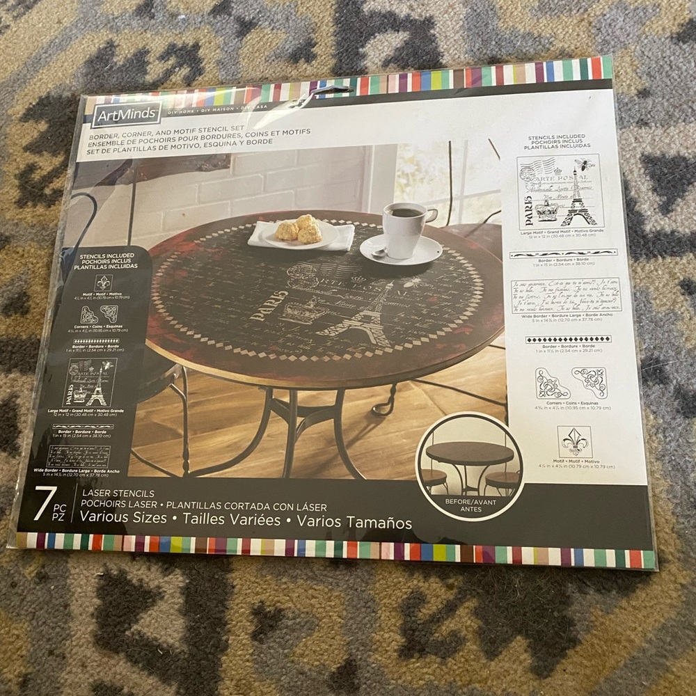 7pc ArtMinds Stencil Set Parisian Motif Néw